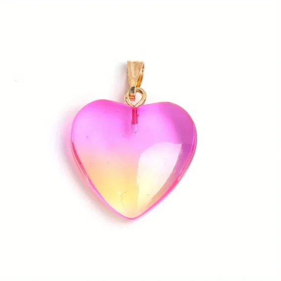 Pendentif cœur en verre coloré 4